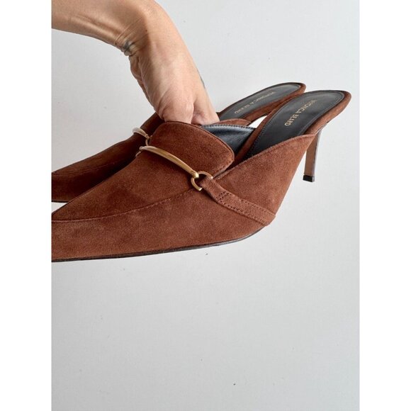 VERONICA BEARD Leslie Cedar Brown Suede Pointed Toe High Heel Mules, Size 8.5 - Picture 8 of 14